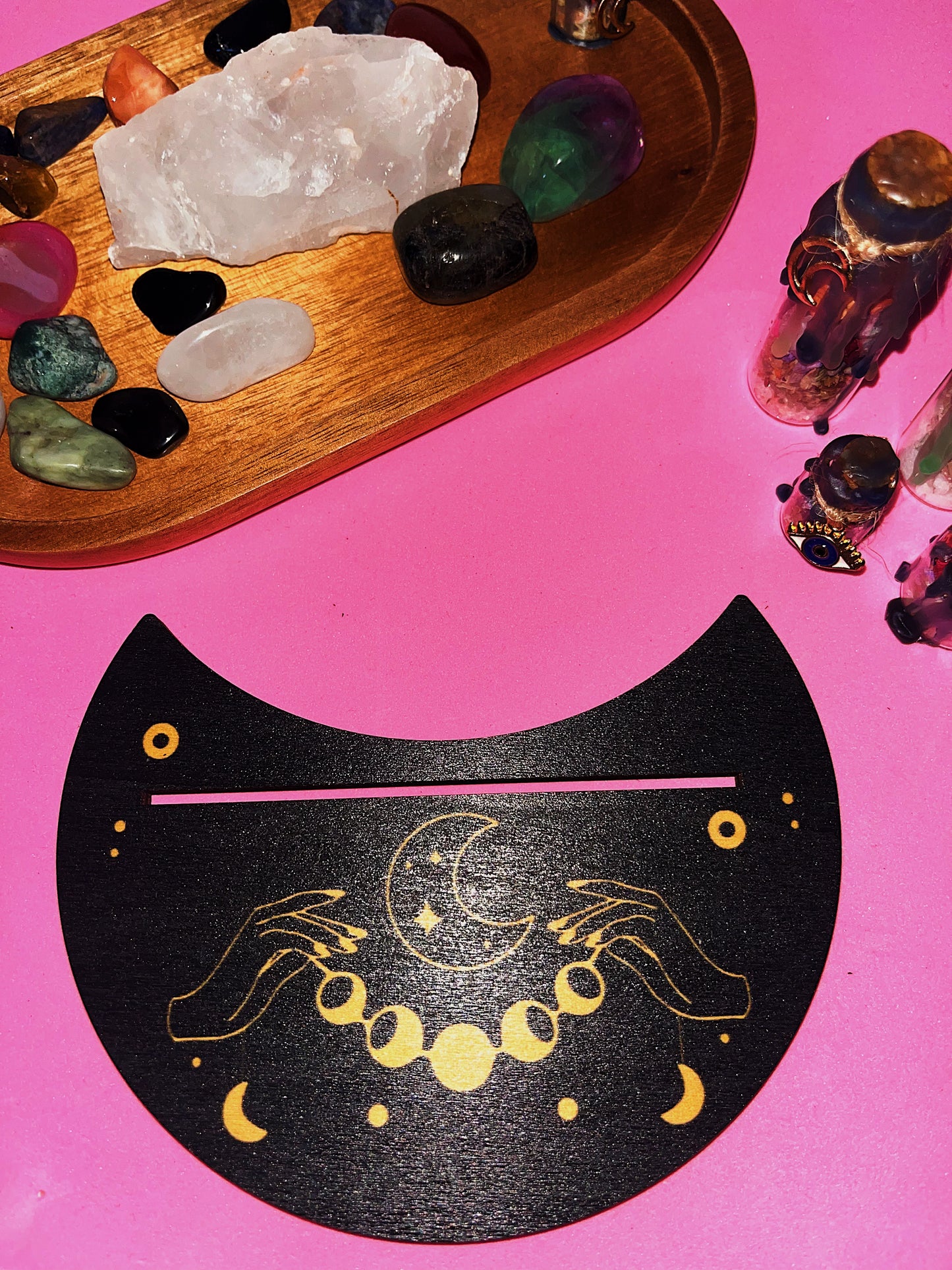 Wooden Moon Card Holder